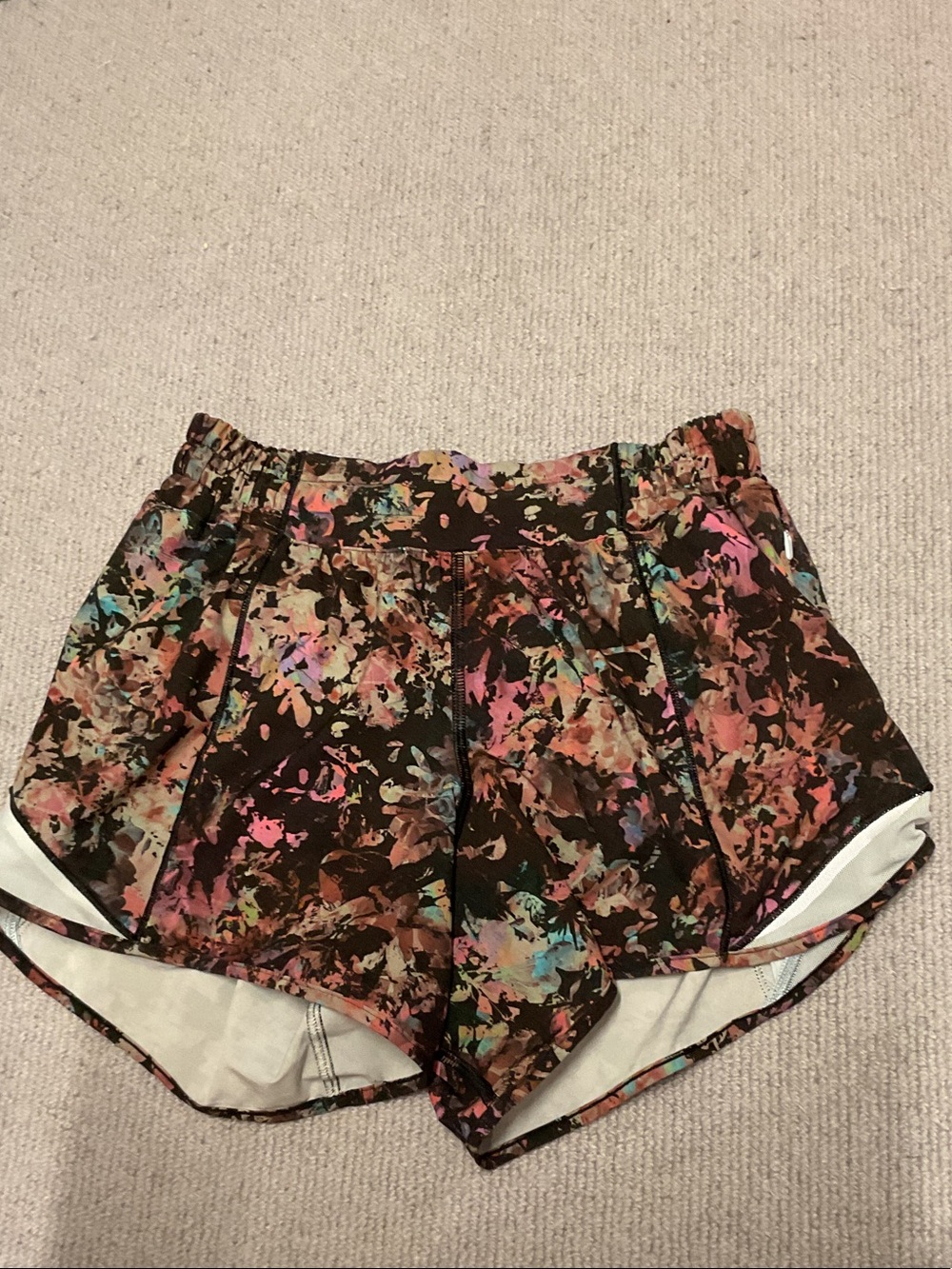 lululemon athletica Brown Floral Splash Athletic Shorts